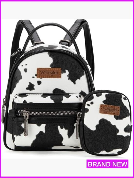 Mini Backpack Purse Vegan Leather Western Cow Print Y2K Cute